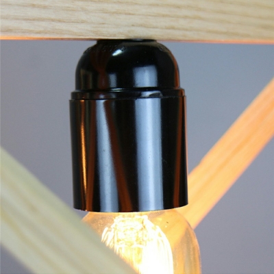 3-Light Multi Light Pendant Simple Style Geometric Shape Wood Hanging Lamp Kit
