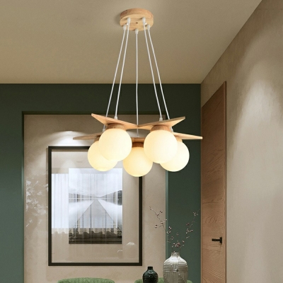 5 Lights Glass Contemporary Chandeliers Living Room Modern Multi Pendant Light Fixtures