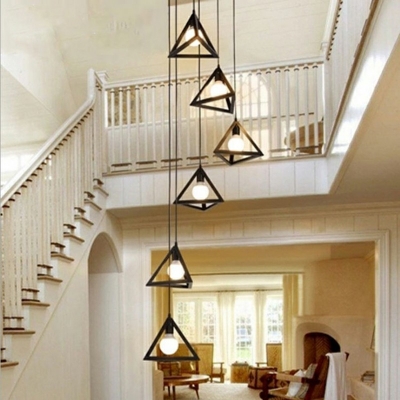 6 Lights Cluster Pendant Modern Iron Shade Cluster Pendant Light for Living Room