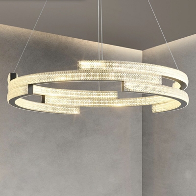 6 Lights LED Chandelier Light Modern Style Metal Crystal Pendant Light for Living Room
