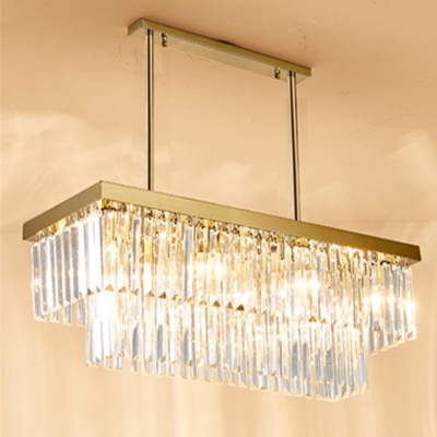 Contemporary Ring Ceiling Lamp Fixtures Beveled Crystal Prisms Island Pendant