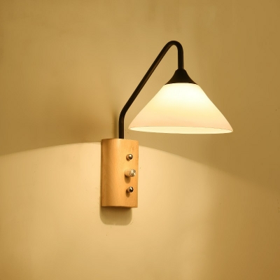 Creative Wooden Glass Decorative Wall Sconce Light for Bedroom Study and Corridor