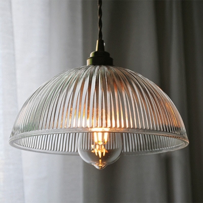 Industrial Striped Glass Pendant Light Cone Brass Glass Hanging Lamp