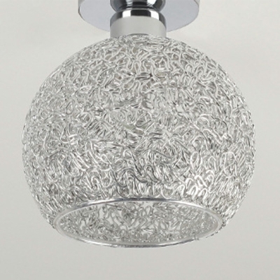 Light Fixtures Ceiling Silver Globe Industrial Semi-Flush Ceiling Mount Light for Bedroom