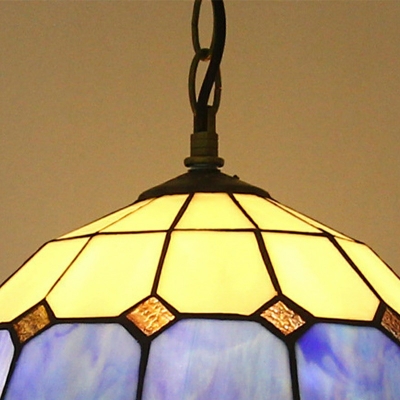 Mediterranean Suspended Lighting Fixture Tiffany-Style Bowl Pendant Lighting Fixtures for Living Room