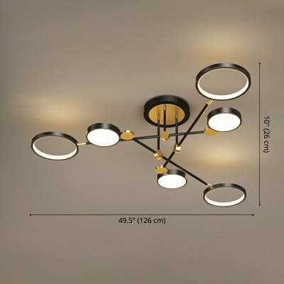 Modern Style LED Chandelier Light 6 Lights Metal Acrylic Nordic Style Pendant Light for Living Room