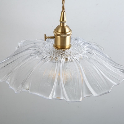Vintage Water Glass Pendant Lights Brass Cone Glass Pendant