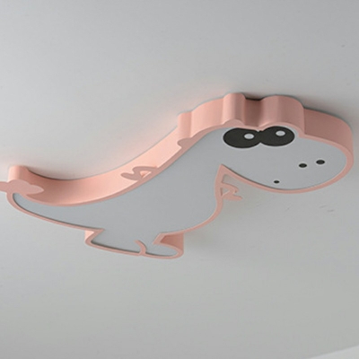 1-Light Flush-Mount Light Fixture Kids Style Dinosaur Shape Meta Ceiling Lighting