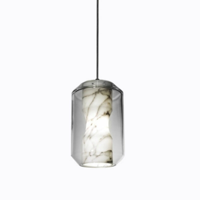 1 Light Lantern Shade Hanging Light Modern Style Glass Pendant Light for Living Room