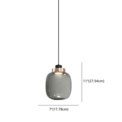 1 Light Modern Style Cylindrical Shade Pendant Light Glass Hanging Light for Dinning Room
