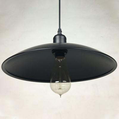 1 Light Saucer Black Pendants Light Industrial Living Room Hanging Ceiling Lights