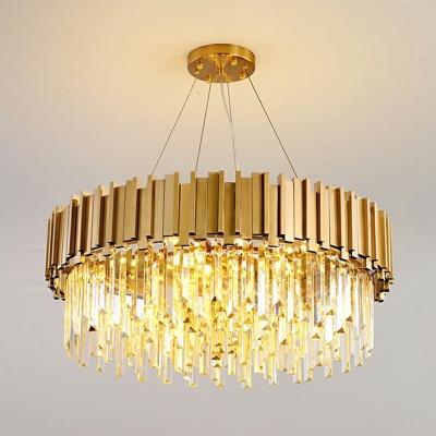10 Lights Round Shade Hanging Light Modern Style Metal Pendant Light for Dining Room