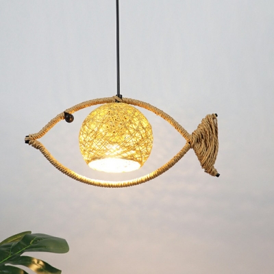 2-Light Pendant Lights Industrial Style Hancrafted Shape Rope Hanging Ceiling Light