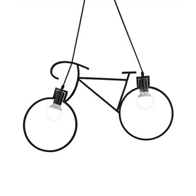 2 Lights Modern Pendant Lighting Bicycle Metal Cage Pendant Lighting