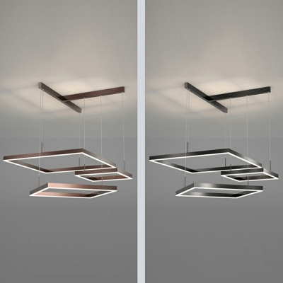 3-Light Chandelier Light Simplicity Style Multiple Squares ​Shape Metal Suspension Pendant Light