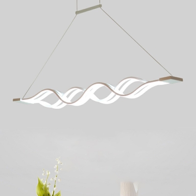 4-Light Island Ceiling Light Modern Style Linear Shape Metal Chandelier