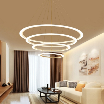 4 Lights Multi-Layer Shade Hanging Light Modern Style Acrylic Pendant Light for Living Room