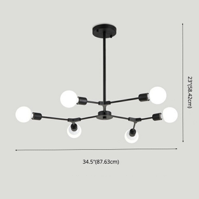6-Light Hanging Light Kit Modern Style Linear Shape Metal Chandelier Lighting Fixtures