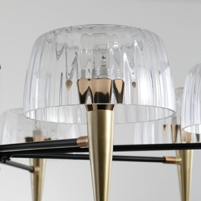 Chandelier Light Fixture 8 Lights Modern Metal and Glass Shade Hanging Lamp