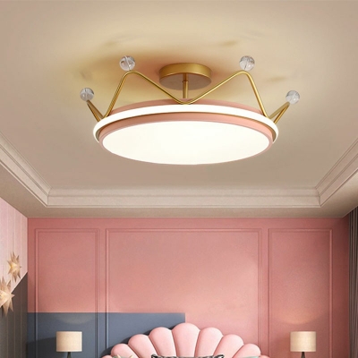 Creative Girl Kid's Room Decorative Ceiling Lamp Cartoon Crown Princess Shape Light
