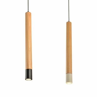 Flute Wood Mini Pendant Light Fixtures Modern Simplicity Hanging Light for Dinning Rooom