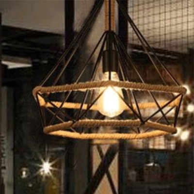 Geometric Pendant Light Metal Industrial Vintage Black Hanging Light Fixtures for Living Room