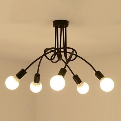 Industrial Style Ceiling Mounted Fixture 5 Light Flush Ceiling Light for Bedroom