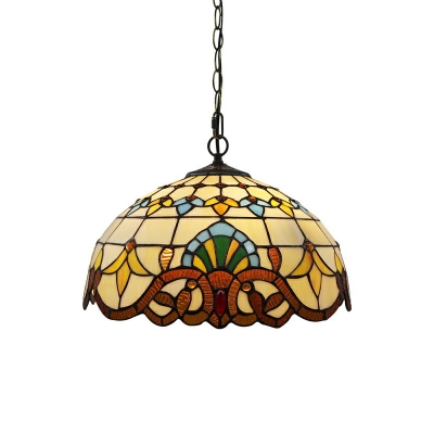 Mediterranean Bowl Ceiling Lights Fixtures Tiffany-Style Living Room Hanging Light