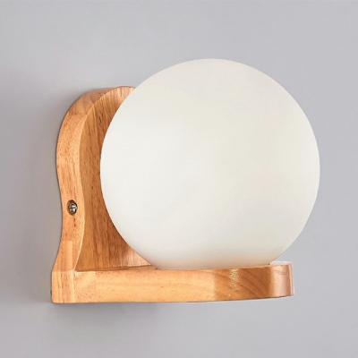 Modern Simple Wooden Glass Warm Wall Sconce Light for Bedroom Study and Aisle
