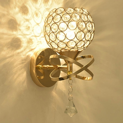 Modern Style LED Wall Sconce Nordic Style Crystal Metal Globe Wall Light for Bedside