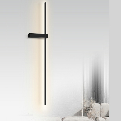 Modern Style Linear Shaped Wall Lamp Acrylic 1 Light Wall Light in Black for Bedroom
