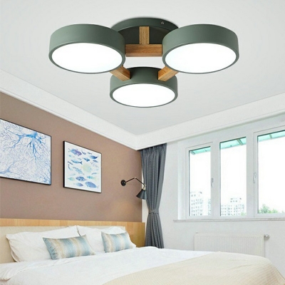 Nordic Style LED Celling Light 3 Lights Modern Style Macaron Flushmount Light for Bedroom