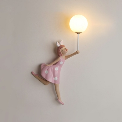 1-Light Wall Mounted Lights Kids Style Girl Shape Plastic Sconce Light Fixture