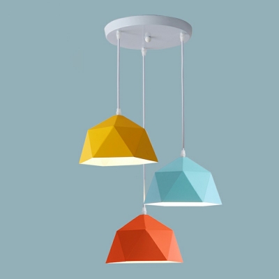 3 Lights Modern Style Polygon Shade Pendant Light Metal Hanging Light for Dinning Room