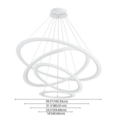 4 Lights Multi-Layer Shade Hanging Light Modern Style Acrylic Pendant Light for Living Room