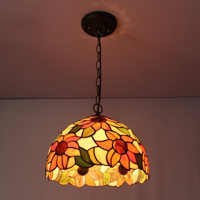Domed Tiffany Pendant Lights 1 Light Victorian Hanging Light Fixtures for Living Room