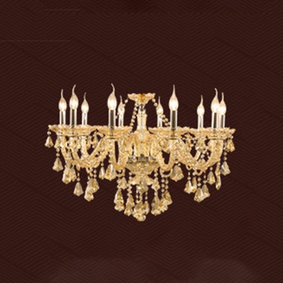 European Style Hanging Lights Candle Shape Crystal Chandelier for Hotel Lobby Bedroom
