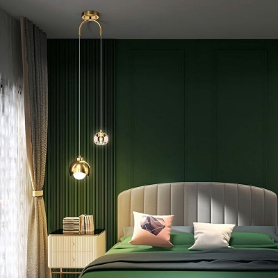 Gold Minimal 2 Light Modern Hanging Light Fixtures Living Room Nordic Ceiling Light