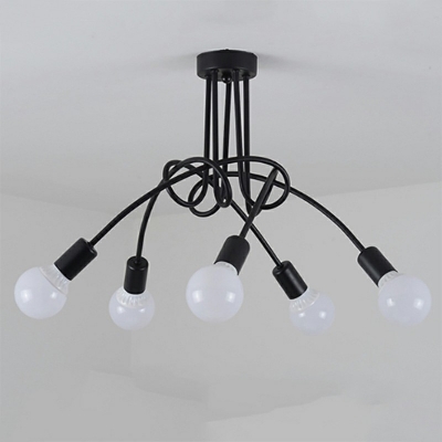 Industrial Style Ceiling Mounted Fixture 5 Light Flush Ceiling Light for Bedroom