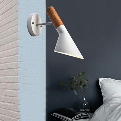 Industrial Style LED Wall Sconce Postmodern Style Minimalism Wood Metal Wall Light for Bedside