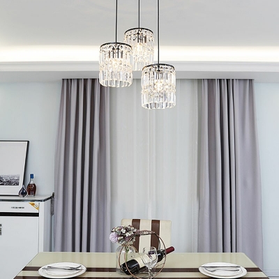 Modern Drop Pendant 3 Light Crystal Hanging Light Fixtures for Bedroom Living Room