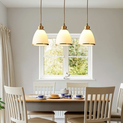 Modern Simple Drop Pendant 3 Light Glass Hanging Lamp Kit for Dining Room Living Room