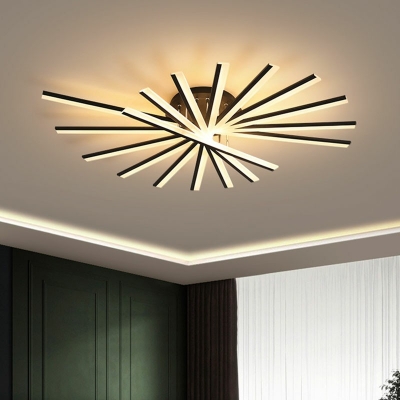 Modern Style LED Flushmount Light 9 Lights Nordic Style Minimalism Linear Celling Light for Living Room