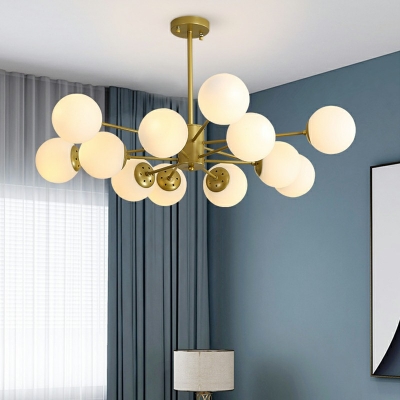Modern Style LED Pendant Light 16 Lights Nordic Style Globe Glass Chandelier Light for Living Room