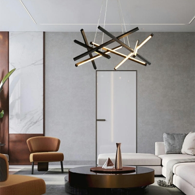 Modern Style LED Pendant Light 8 Lights Nordic Style Metal Acrylic Chandelier Light for Living Room