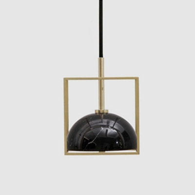Modern Style LED Pendant Light Nordic Style Stone Metal Hemisphere Shaped Hanging Light for Bedside
