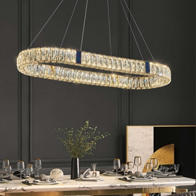 Modern Style Multi Light Pendant Crystal Flush Mount Chandelier for Dining Room