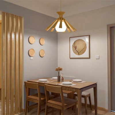 Modern Wood Pendants Light Fixtures Minimalism 1 Light Dinning Room Hanging Ceiling Light