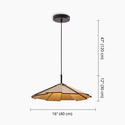 1-Light Down Lighting ​Simple Style Cone Shape Wood Pendant Lighting Fixture