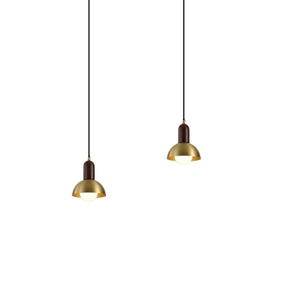 1-Light Drop Pendant Light Simple Style Bowl Shape Wood Hanging Light Fixture